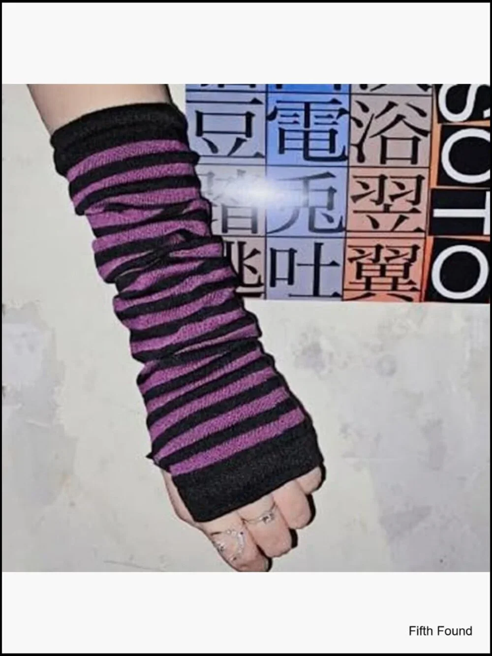 Kawaii Harajuku Goth Half Finger Knitted Arm Warmer Y2K Gloves Arm Sleeve